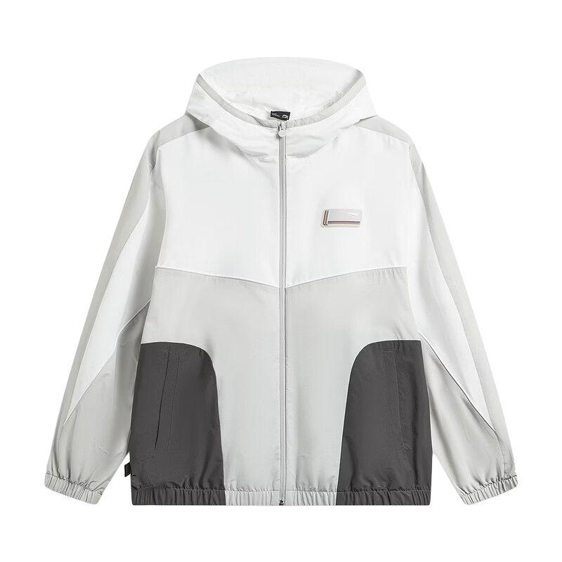 Мужская повседневная ветровка Li Ning с капюшоном и молнией, цветные блоки AFDW849-2 L