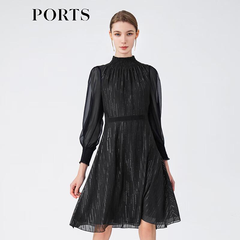 

PORTS Spring Elegant Mesh Sleeve Cinch Waist Dress LM8D065MFP036 XS