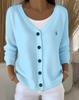 Lockerer lässiger Strick-Cardigan für Damen, einfarbiger Knopf-Pullover