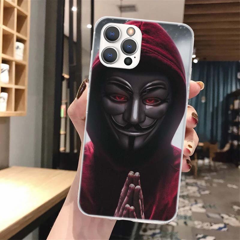 Anonymous V for Vendetta Mask Soft Phone Case For iPhone 17 Air 16 16E 15 14 Plus 13 Mini 12 11 Pro Max X XR XS 7 8 + SE 2020 Pa