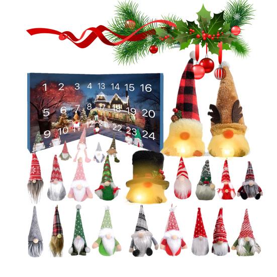 Gnome Advent Calendars 2025 24 Days Christmas Countdown Calendar with Light Up Collectible Figures Gnome Ornaments Gifts for Kids Boys Girls
