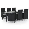Salon de jardin - MAISON EXCLUSIVE - 7 pcs - Résine tressée noire - Cadre acier - Coussins épais amovibles