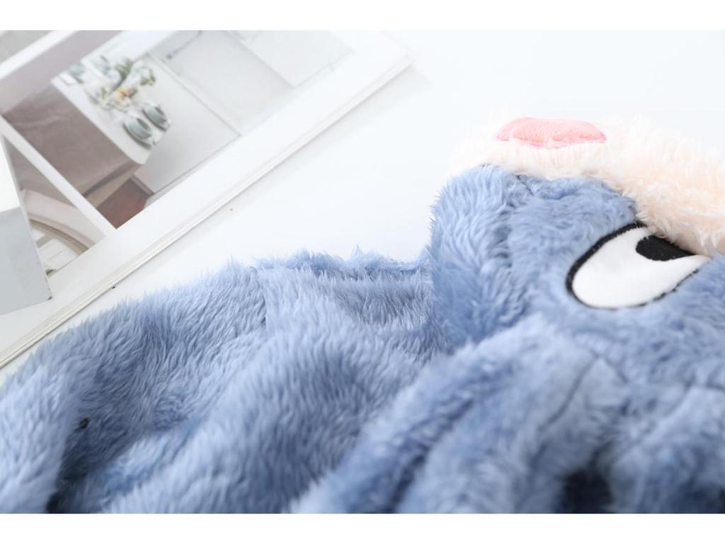 Children's Plush Cartoon Bathrobe - Boys' & Girls' Double-Sided Fleece Pajamas for Autumn/Winter