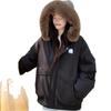 Real Shot New Temperament Large Size Women's Clothing Big Fur Collar Tooling Pie Overcome Loose Girlfriends Fashion Cotton Clothes Jacket