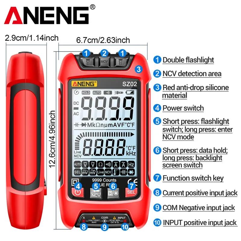Digital Multimeter Smart ANENG  AC/DCVoltage Capacitance Meter 6000 Counts Auto Electrical Temp Resistance Transistor Test tools