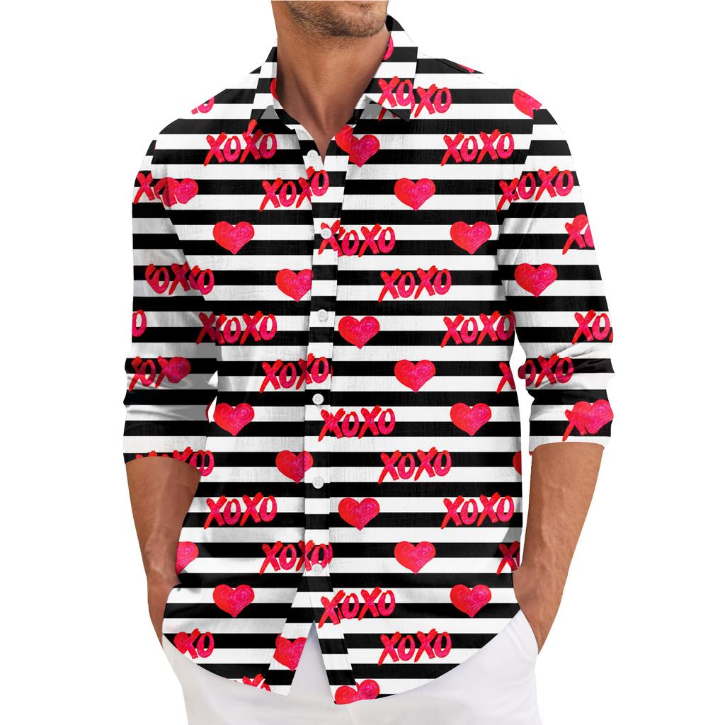 Camicia casual da uomo a maniche lunghe, ampia e alla moda, con risvolto