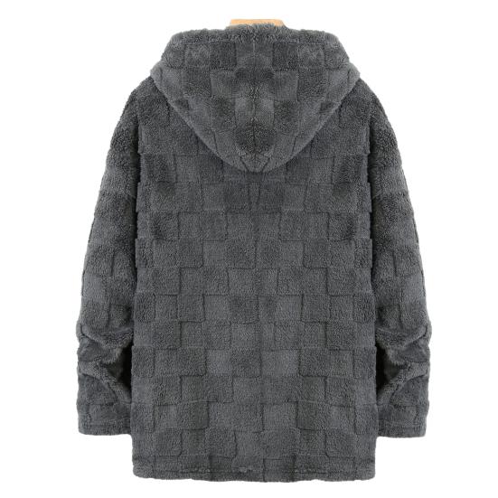 Pánská plyšová bunda s kapucí, chlupatá, na zip, ležérní mikina, jednobarevná, kostkovaná, teplý zimní kabát pro nošení na ulici, do školy, na párty