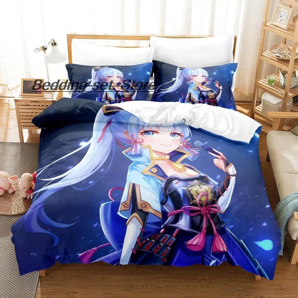 Kawaii Genshin Impact Tartaglia Bedding Set Single Twin Full Queen King Size Cartoon Duvet Cover for Adult Kid Bedroom