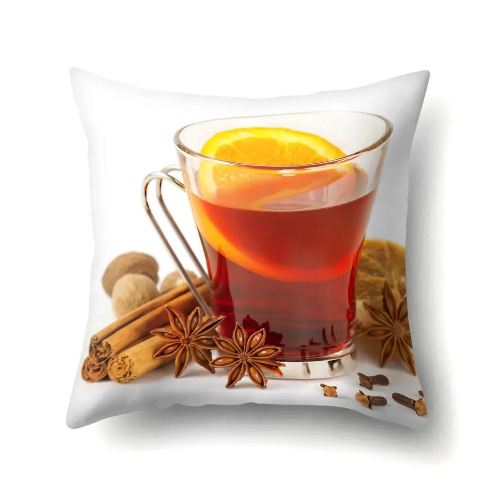 Black Tea Cup Pillowcase Office  Waist  Sofa