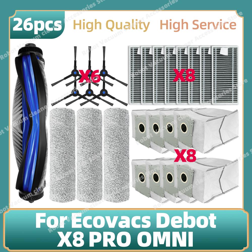 Kompatibel für Ecovacs Debot X8 PRO OMNI / DEX56 Zubehör Hauptseitenbürste Wischlappen Staubbeutel Ersatzteile