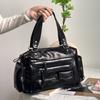 SHELKSBAG Retro Punk Leather Multipocket Handbag Womens Crossbody Bags High Street Chic Y2k Motocycle Casual Zipper Shoulder Bag