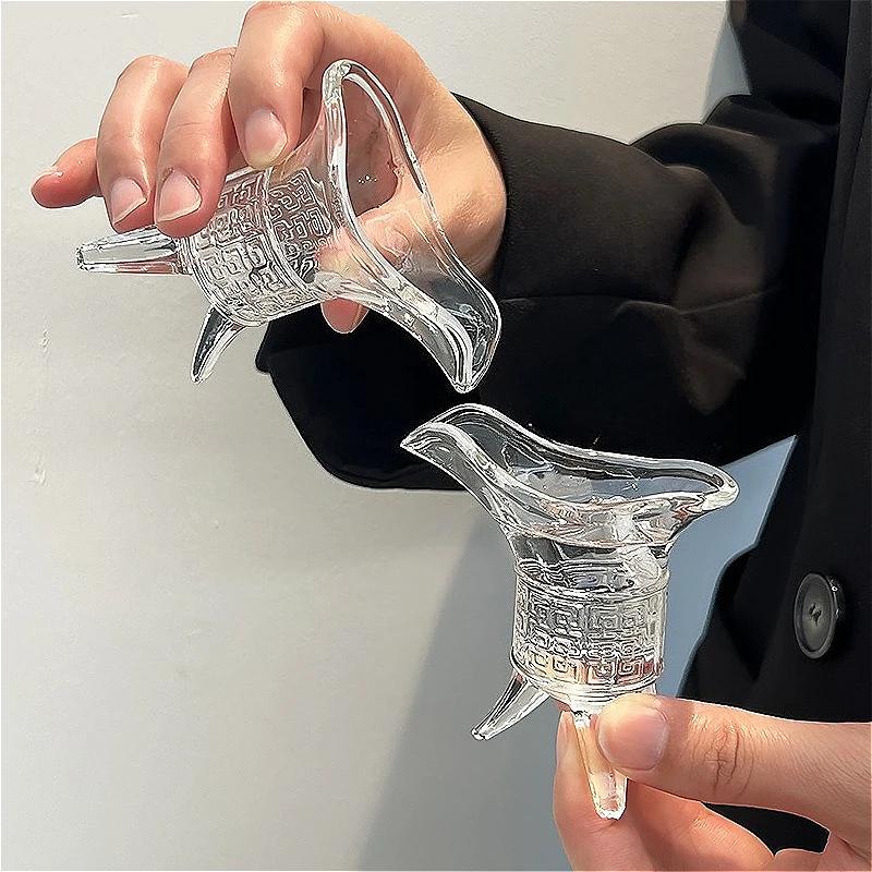 10ml/20ml/30ml Ancient Imperial Wine Glass Home Creative Transparent Three Legged Glass Cup Chinese Style Wine Glass Spirits Cup