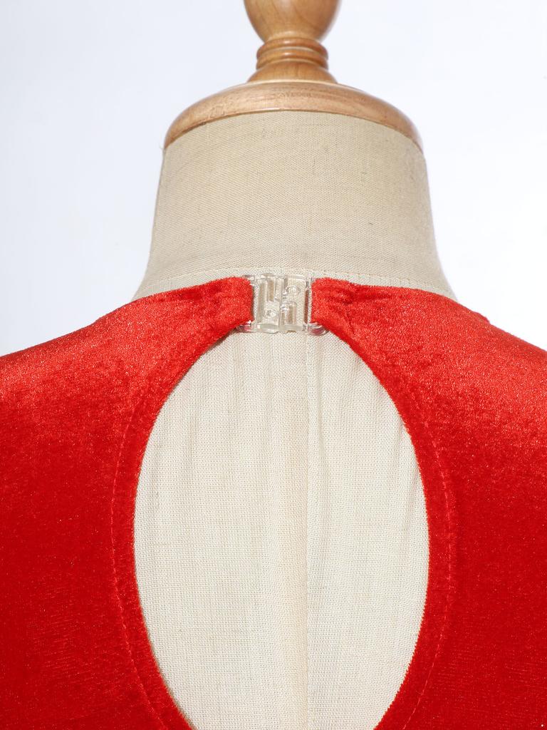 Jenters julekjole for dans Ermeløs Nøkkelhull i ryggen Patchwork Sløyfe Paljettdesign Leotard Festkostyme Julemanntema