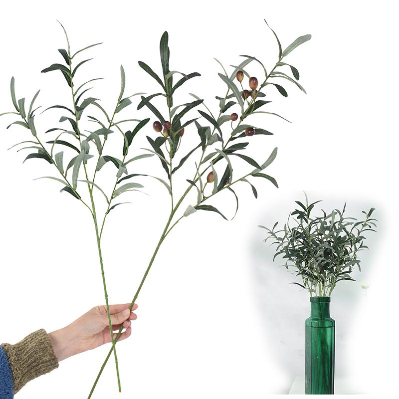 77cm Künstliche Olivenbaumzweige mit Olivenfrucht Grünes Blatt Kunstpflanzen-Bouquet für Hochzeit Zuhause Vasendekor Partyzubehör Geschenk