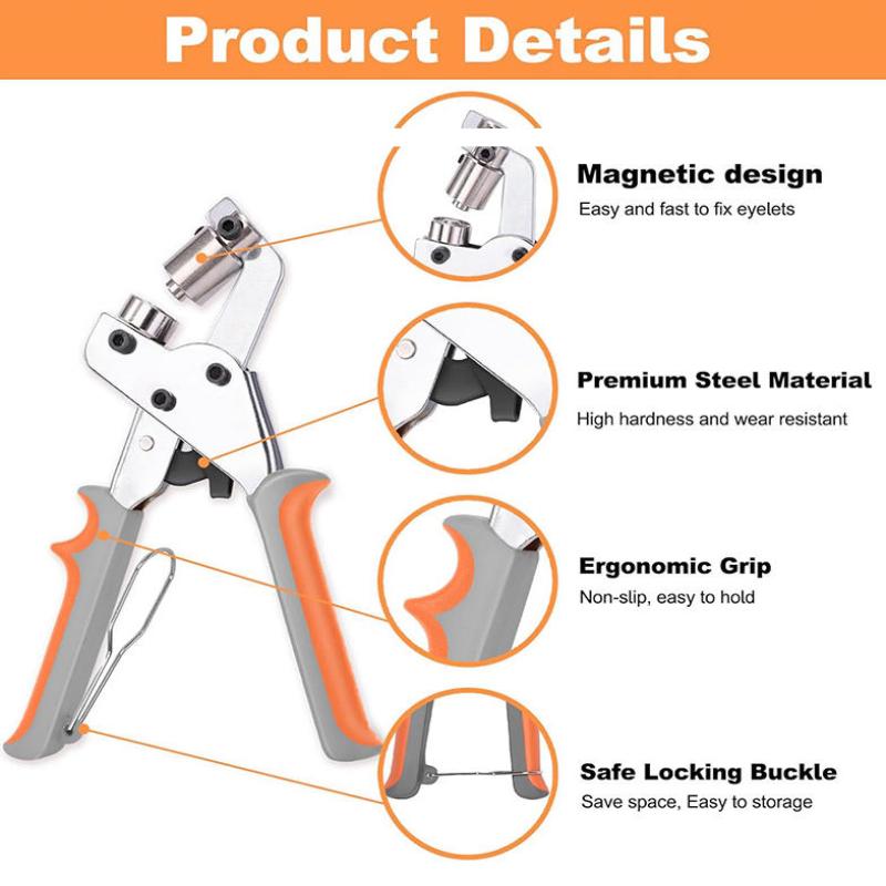 1 Set Draagbare Handpers Metaal Oogje Gatpons Tang Voor Leer Canvas Kleding Diy Zeildoek Ring 10mm Oogje Tangen Kit Gereedschappen