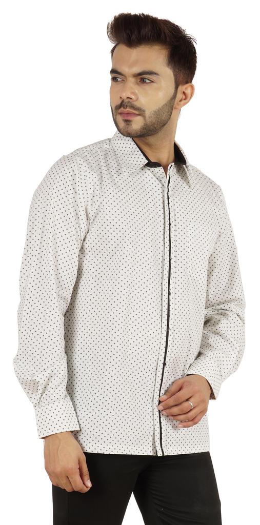 BestMan Printed Shirt For Mens Cotton Office Wear Long Sleeves Button Down Formal