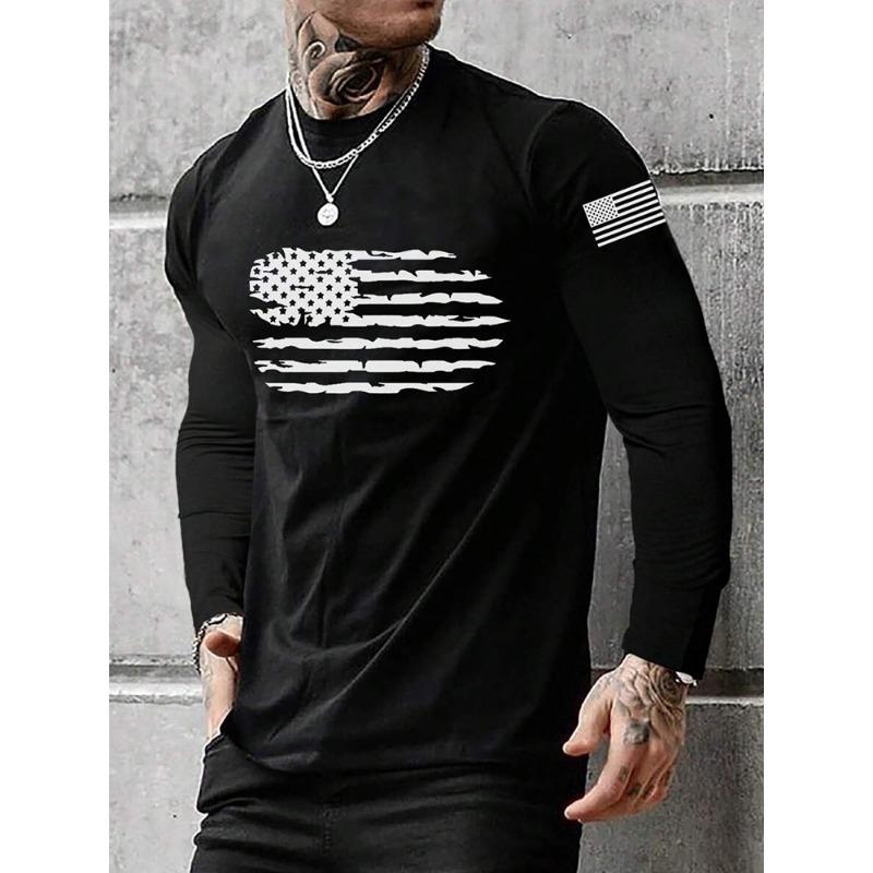 Religious Style Cross Print Men's Long-sleeved T-shirt A Warm Long-sleeved T-shirt For Men Suitable For Autumn And Winter Season