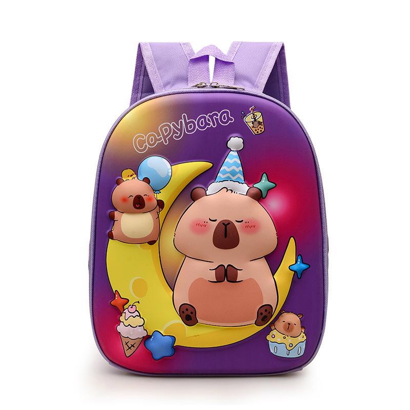 School Bag Kapibara Bag Cartoon Hard Shell Bag 3-6 Years Old Trendy Fashion Shoulder Back
