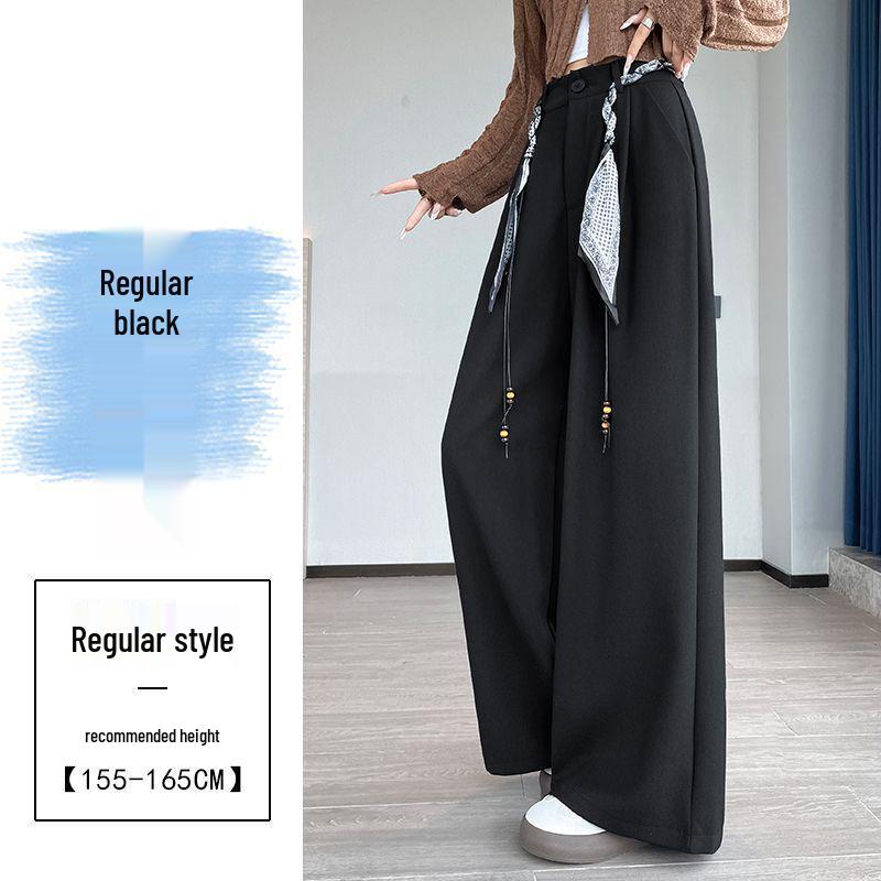 Women's 2026 Spring/Summer High-Waisted Wide-Leg Suit Pants with Woven Belt
