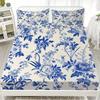 3pcs Fitted Sheet Set Fresh Style Christmas Pine Flora Print 100% Polyester Soft Bedding Set for Home Decor with 2 Pillowcases