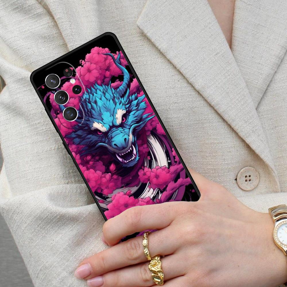 Japanese Wave Anime Dragon Cell Phone Case for Samsung Galaxy S26 Ultra S25 S24 S23 S22 S21 S20 Note10 Cover