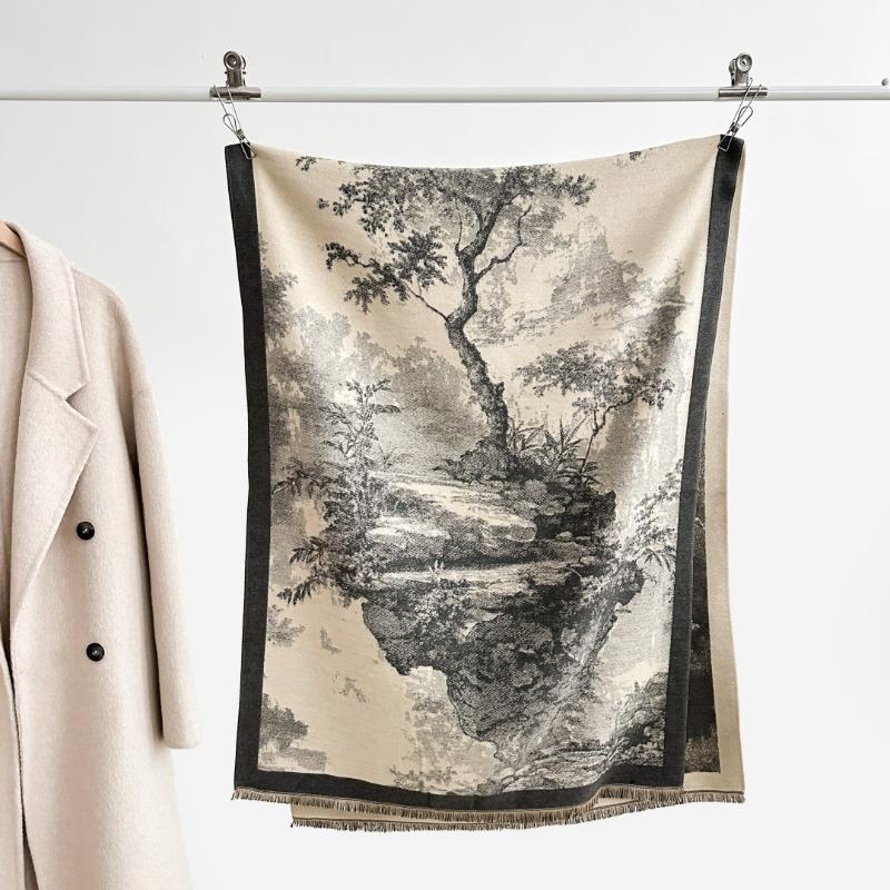 Autumn and winter new retro fashion scarf imitation cashmere warm scarf with shawl