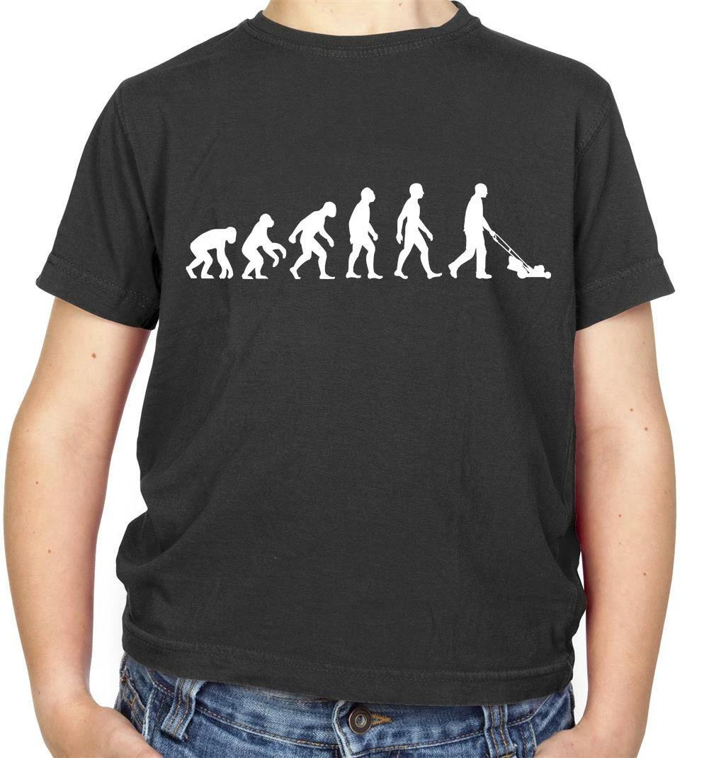 Evolution Of Man Lawn Mower Kids T-Shirt - Garden - Gardening - Grass - Gardener 100