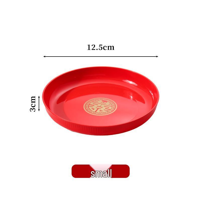 Red Round Plastic Tray for Wedding Toast, Tea Service, or Snacks