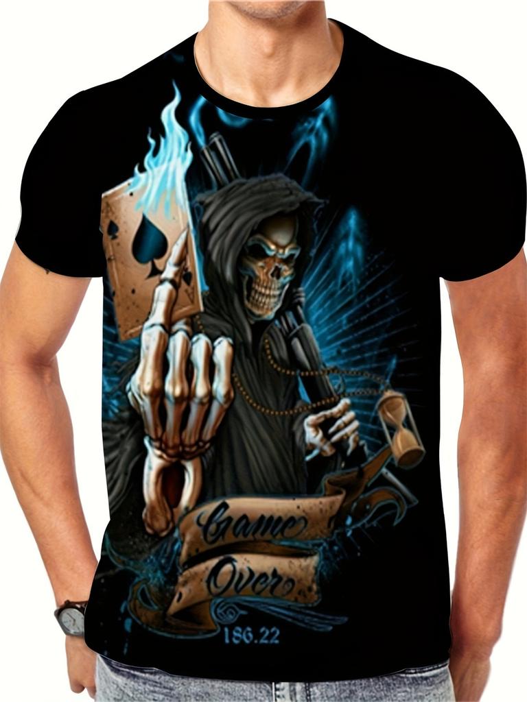 Unisex's Clothing Skeleton Graphic Print T-shirt Oversized T Shirt Unisex Summer Spring Oversized Punk Style Short Sleeve Outdoor Top