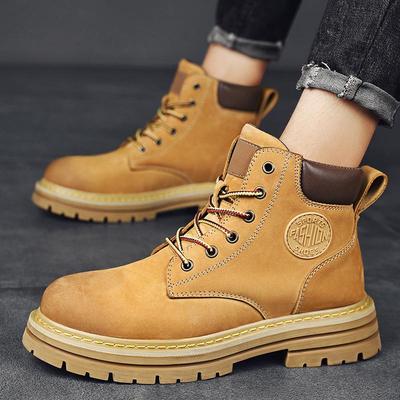 Gelbe High-Top-Arbeitsstiefel „2024“ für den Winter in der Wüste für Herren mit Baumwoll- und Samtfutter für Schnee.