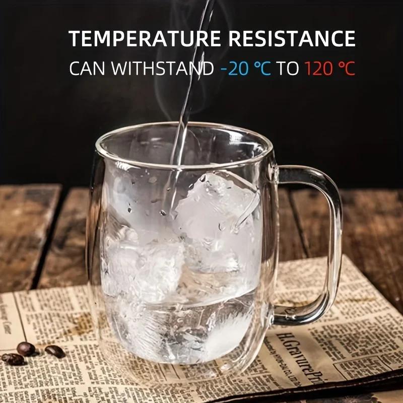 350ml Double-layered Glass Cups Transparent Insulated Coffee Cups and Tea Cups with Handles for Cappuccino Milk Juice Drinkware