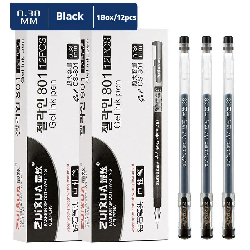

12 Pcs/Set Large-capacity Diamond Tip Gel Pen 0.38mm Ink Exam Signing Writing Ballpoint Pen School Office Supplies Stationery