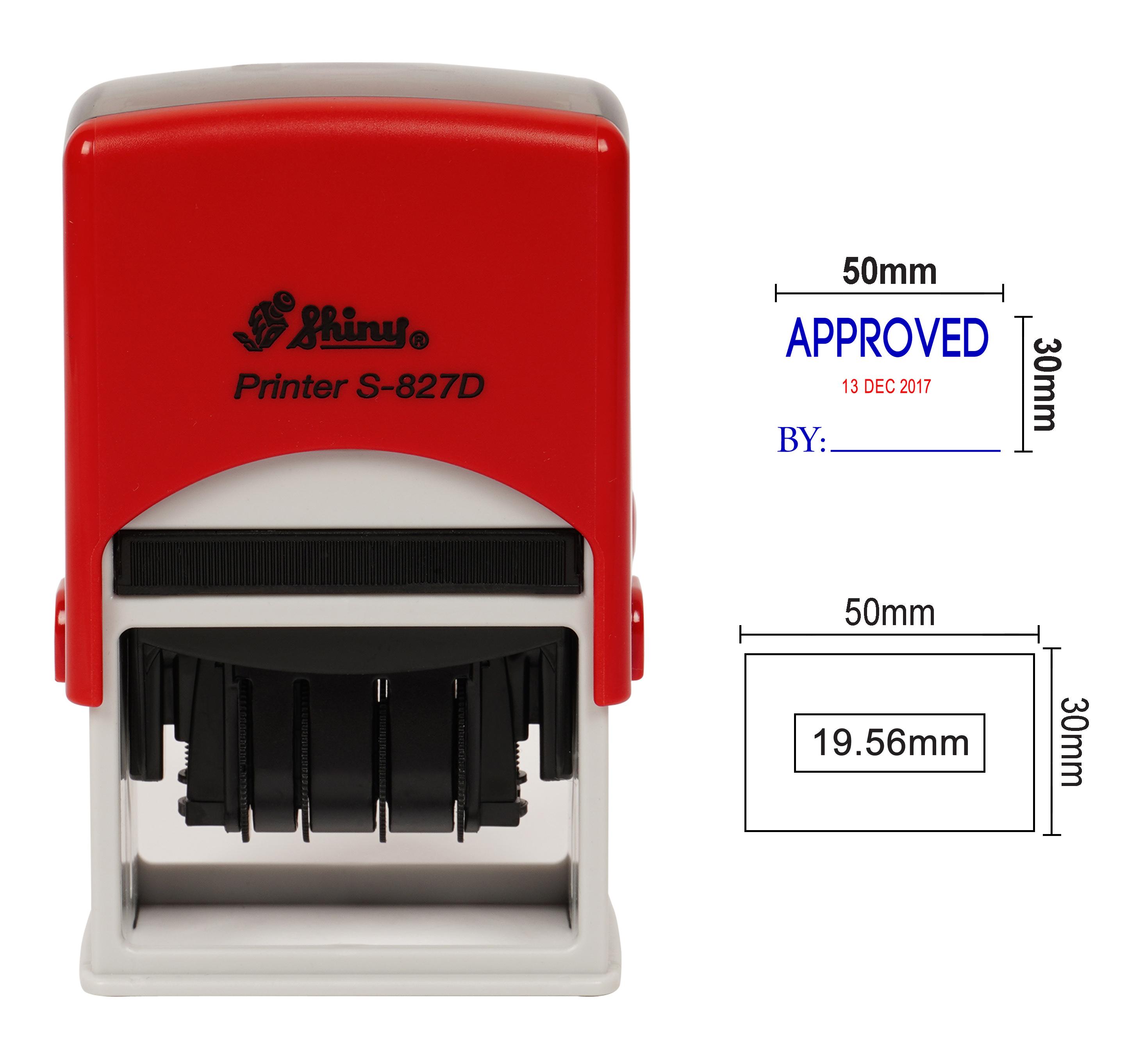 

Shiny Date Stamper Self Inking With Approved By Text Ofiice Stationery Rubber Stamp Blue With Red Date - 50 mm x 30 mm синій