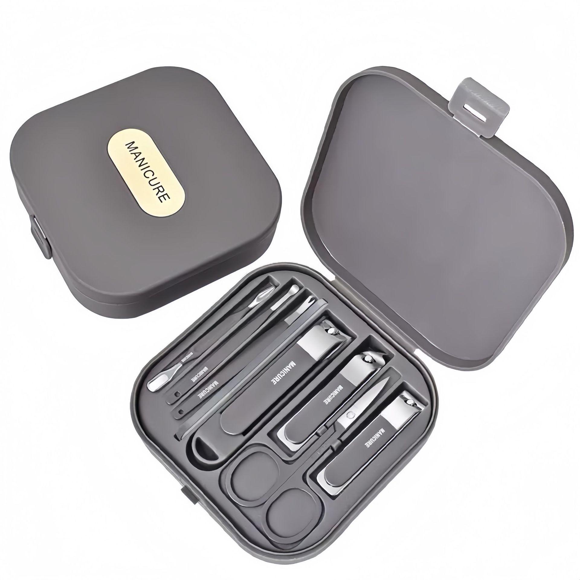 Compact German-Style Nail Clipper Set: Portable, Anti-Splash, Handheld Trimming Tool for Men & Women, with Logo.