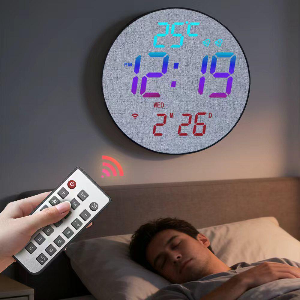 RGB Bluetooth Synchronizing Wall Clock: Smart Luminous Alarm & Perpetual Calendar