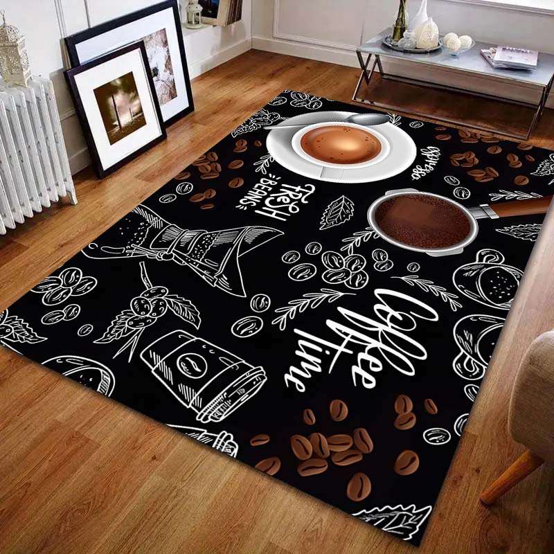 Coffee Beans Coffee Machine Print Carpet Living Room Bedroom Bedside Sofa Floor Mat Modern Home Decor Area Rug Large Size