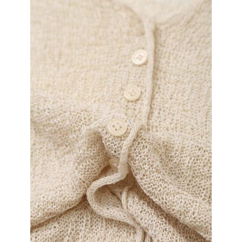 Kaslead New Arrival Women's Clothing Fashion Style Fashion Casual Easiest for Match Button Decoration V Neck Long Sleeves Knitting Cardigan