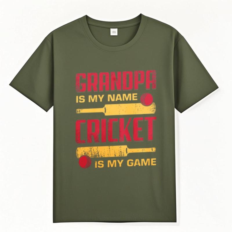 Solid Color Teeshirt Unisex Crew Neck Tshirt Plus Size Grandpa Is My Name Cricket Is My Game Trendy For Her Tee Shirt Basic Tee