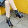 Genuine Leather Patchwork High Heels Retro Embossed Hand-painted Pumps Versatile Women's Shoes