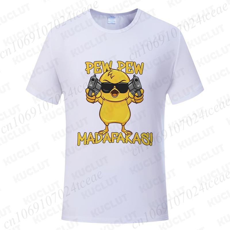 Pew Pew Madafakas Men's T-shirts Cute Chick Funny Graphic Tops Summer Short Sleeve Tees Trendy Streetwear Male Oversized Clothes