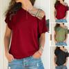 Damski T-shirt Skośny Dekolt Asymetryczny Odkrywający Ramię Koszulka Jednolity Kolor Luźny Krój Letnie Codzienne Bluzy Top Codzienne Ubranie