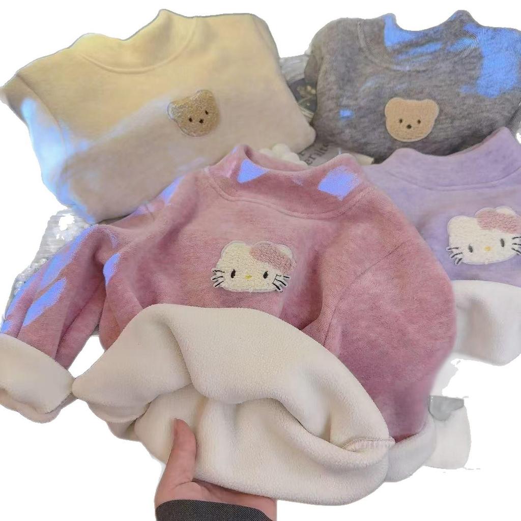 Cozy Koala Fleece Wool-Silk Base Layer Top for Babies - Warm & Versatile Autumn/Winter Wear