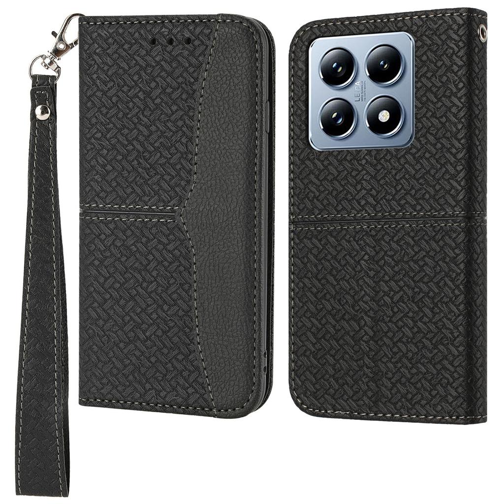 For Xiaomi 14T Pro Case Woven Texture PU Leather Wallet Phone Cover