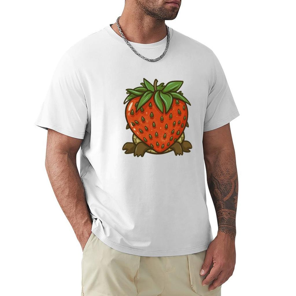 Teeny Turtle Eating Strawberry Tshirt Casual Daily Outfit Tshirt