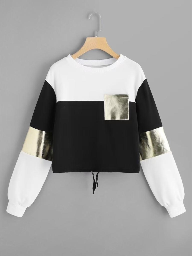 2026 New 3D Digital Printing Hooded Color Matching Short Sweater Women's Loose Fashion Trend Jacket Long Sleeve Top