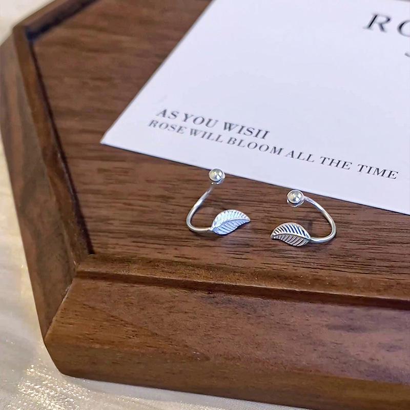 Elegant Leaf Screw Stud Earrings for Women - Simple, Versatile, and High-End Fashion Design