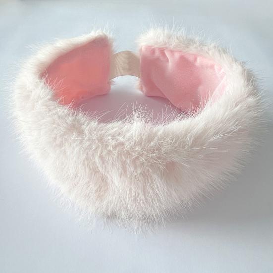 Artificial Hair Band Elastic Imitation Fox Fur Headband Wide Edge Design No Dome Coldproof Winter Hair Tie