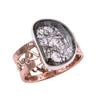 Natural Black Rutile Gemstone Two Tone 925 Sterling Silver Gift Ring S.7.5 u0f60