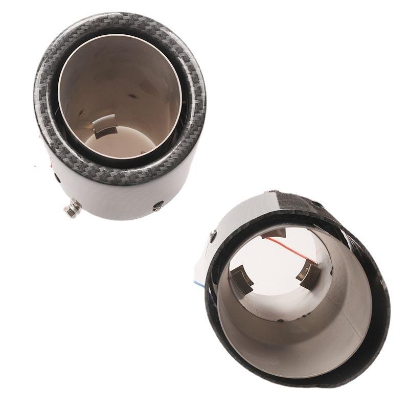 Auto Zubehör 63-65mm Carbonfaser Farbe Auto Auspuff Schalldämpfer Rohrspitze mit LED Licht Schalldämpfer Auspuff Auto Zubehör
