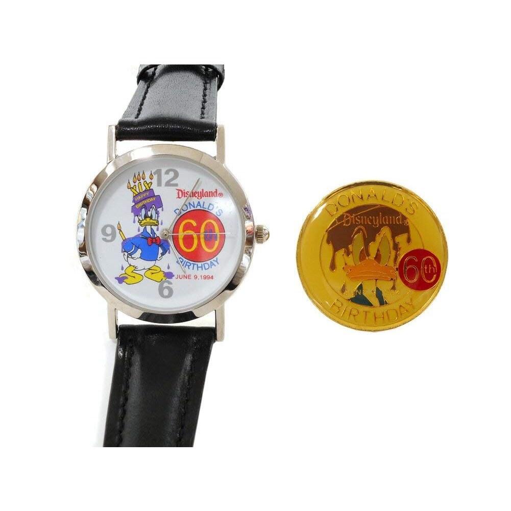Donald 60th Anniversary Watch Pin Badge Disneyland Cast Exclusive Happy Birthday 1994